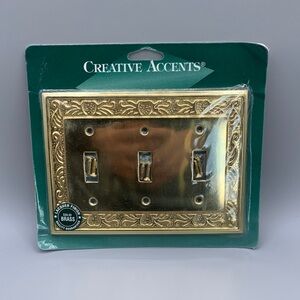 Vintage Creative Accents Heavy Solid Brass Lacquer Finish 3 Toggle Switch Cover